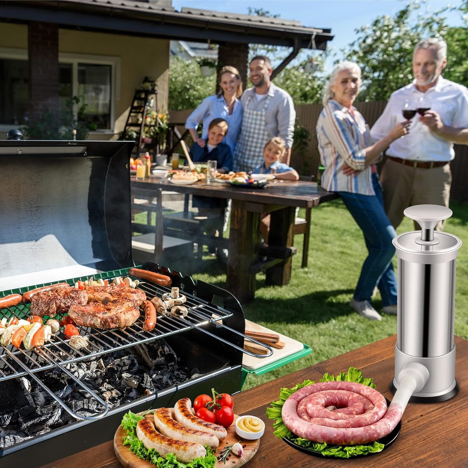 🔥Last Day Promotion - 49% OFF - Sausage Stuffer with 4 Different Sizes Stuffing Tubes