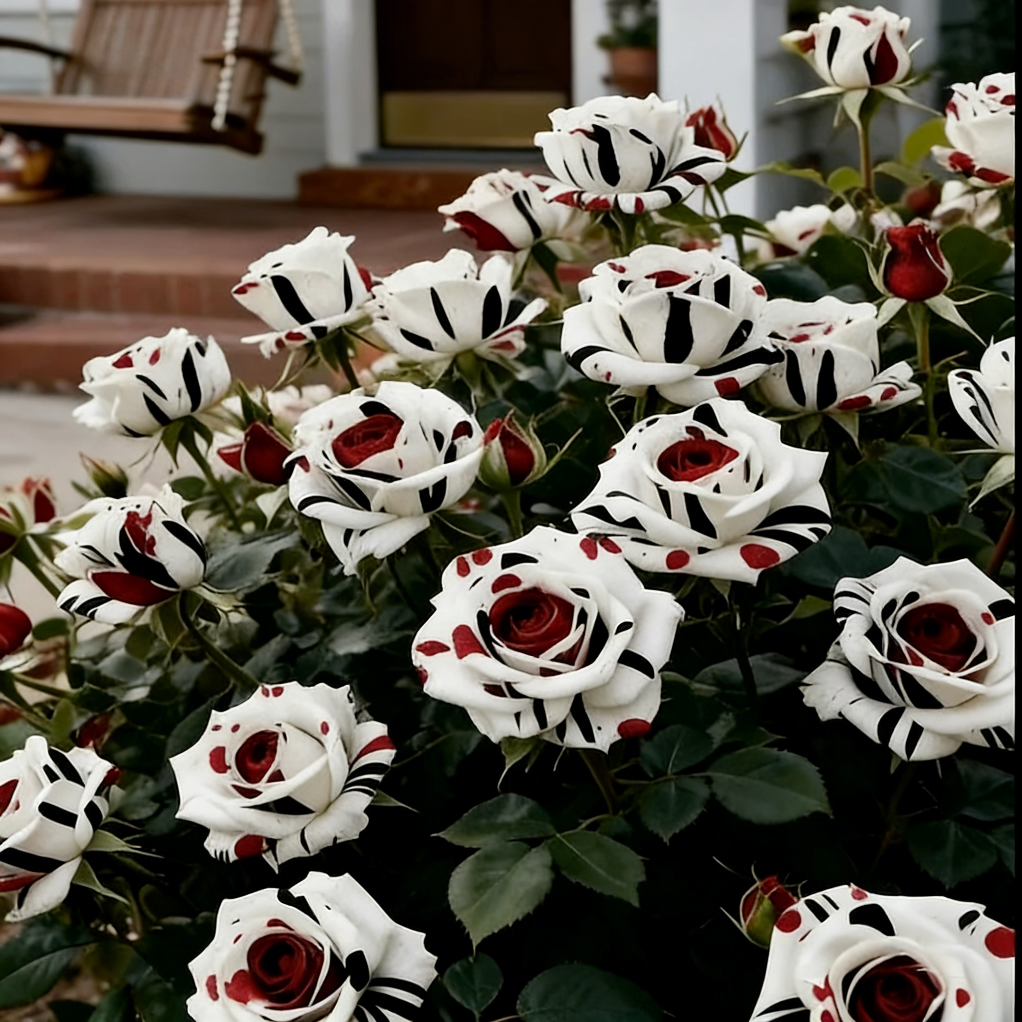 Rare Red White Black rose - Fire & Snow Rose