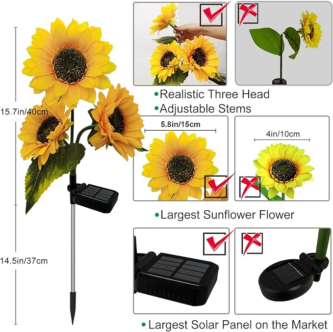 🌻Solar Outdoor Sunflower Lights✨