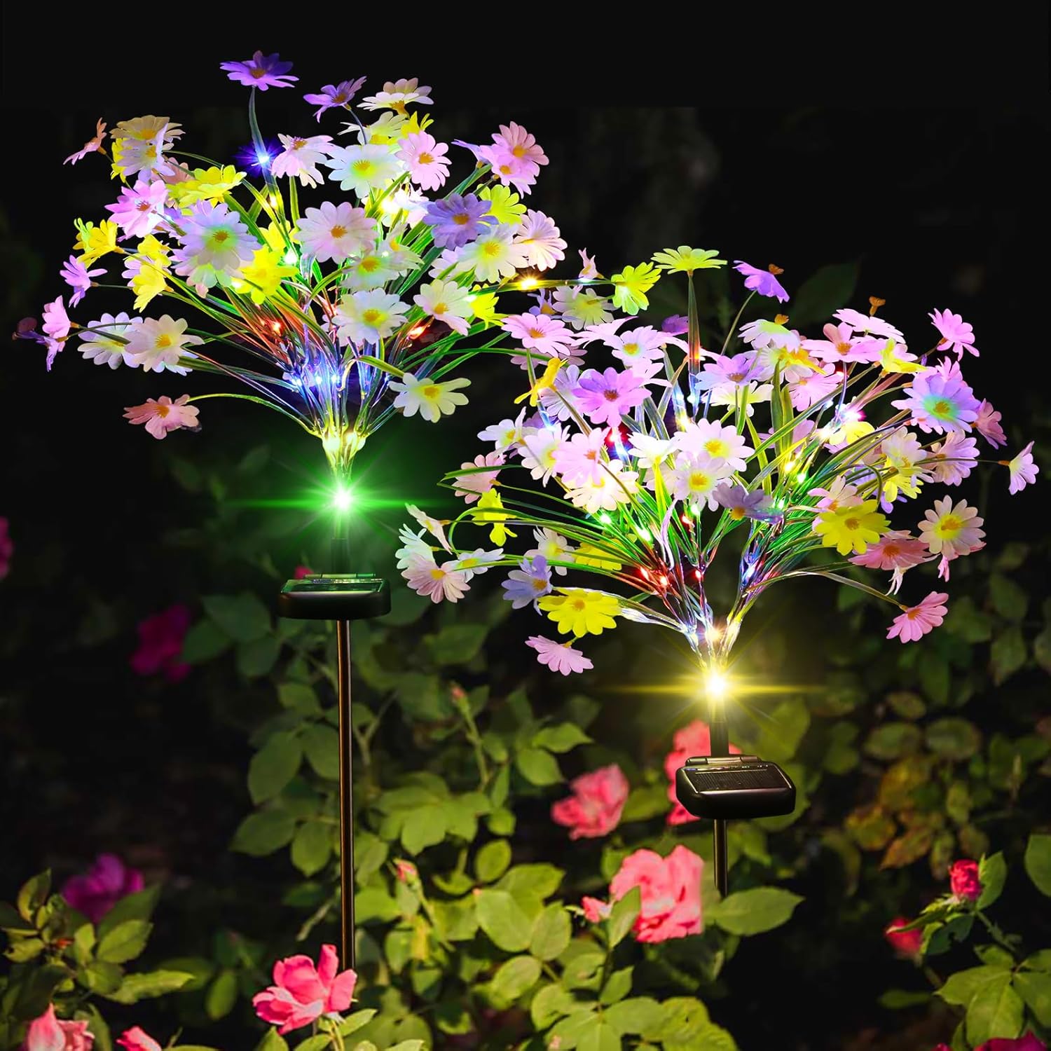 Outdoor Solar Multi-Color Daisy Flower Lights