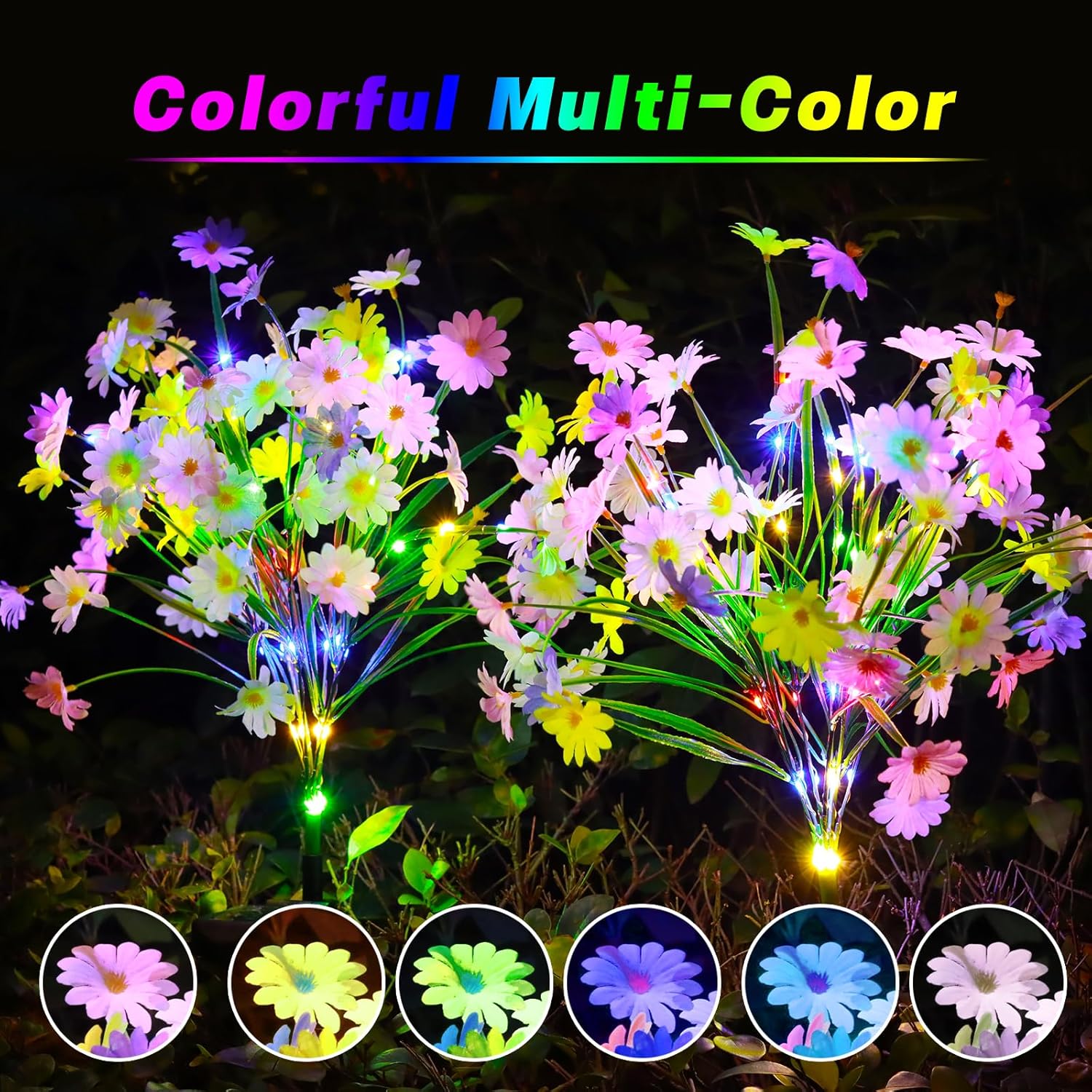 Outdoor Solar Multi-Color Daisy Flower Lights