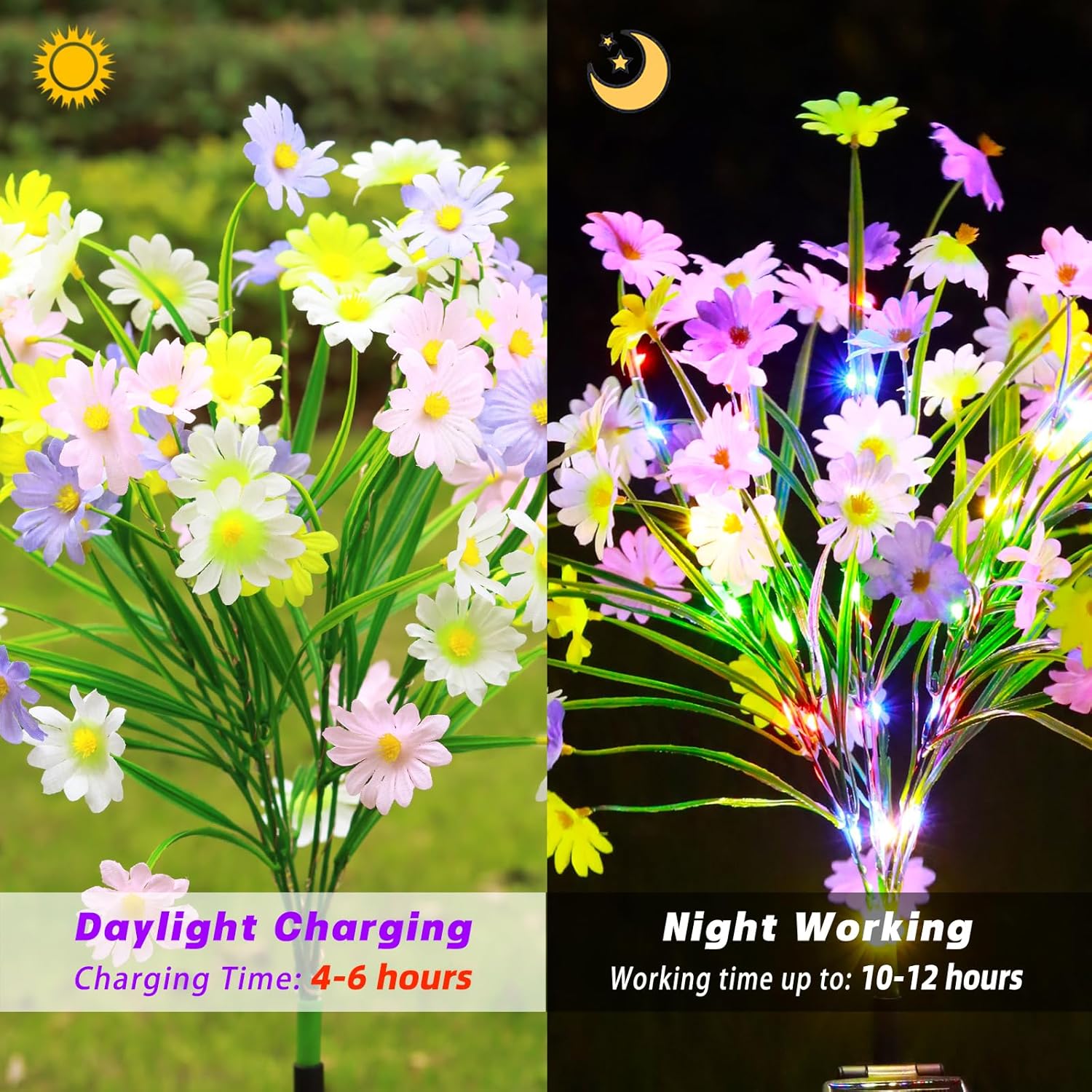 Outdoor Solar Multi-Color Daisy Flower Lights