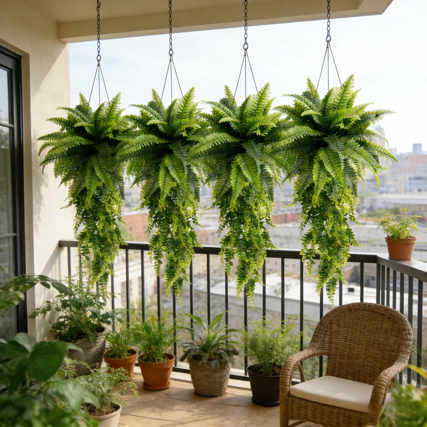 Large Artificial Boston Fern Feel Real Hanging Plants