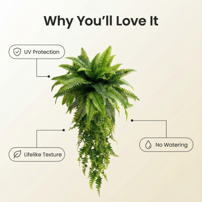 Large Artificial Boston Fern Feel Real Hanging Plants