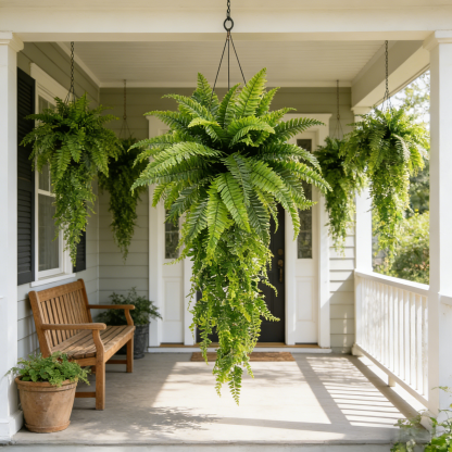 Large Artificial Boston Fern Feel Real Hanging Plants