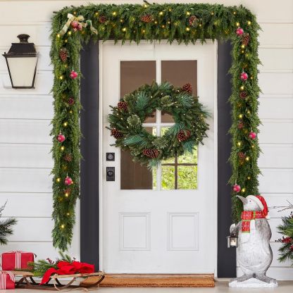 🏆2025 HOT SALE💥 Pre-lit Christmas Cedar Garland