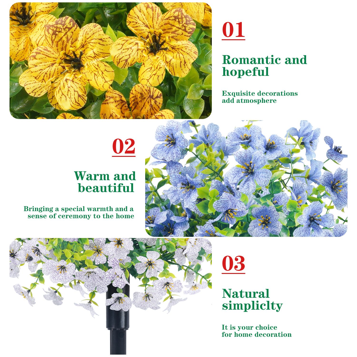 🔥Décoration florale artificielle résistante aux UV et à l'eau pour l'extérieur et l'intérieur ✅