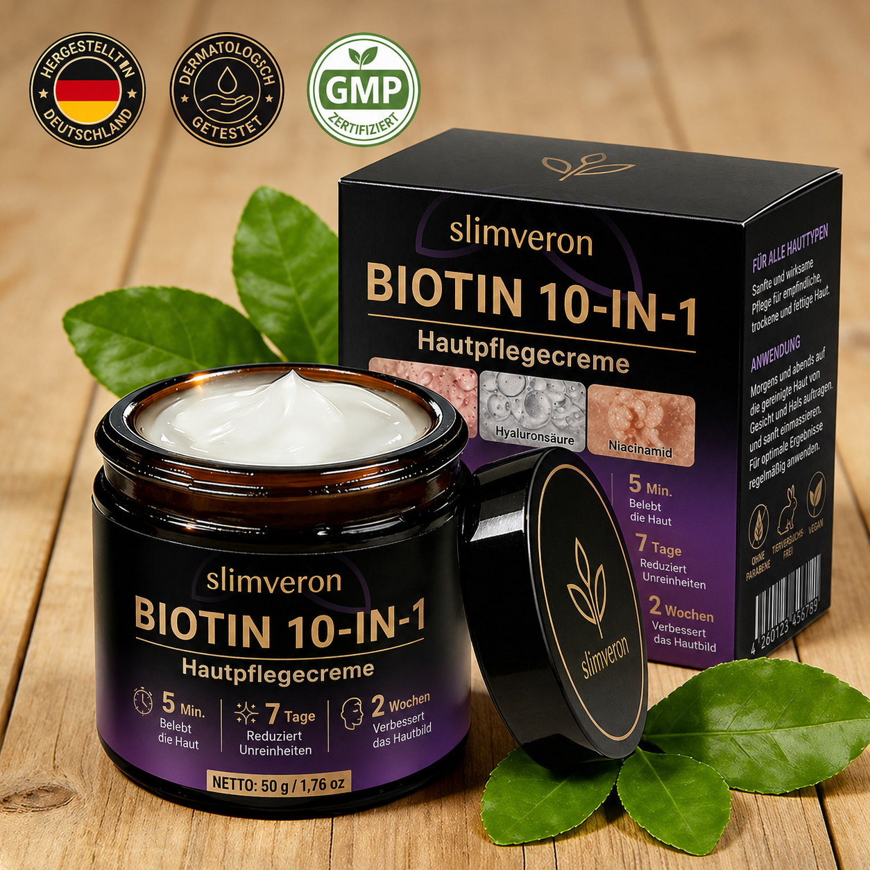 Hergestellt und versendet aus Deutschland ✨slimveron® Biotin 10-in-1 Skin Restoration Cream 🍀