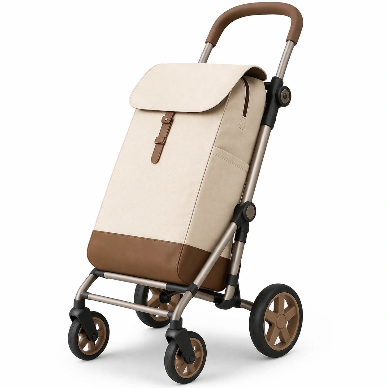 Carro de compra elegante beige con estructura metalica-livirao