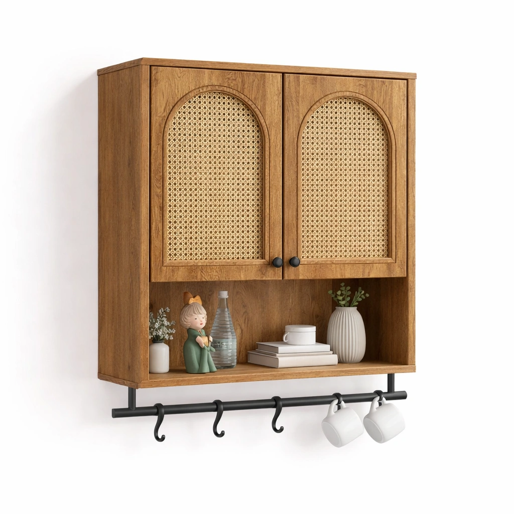 Armario de pared de madera con detalles de ratn