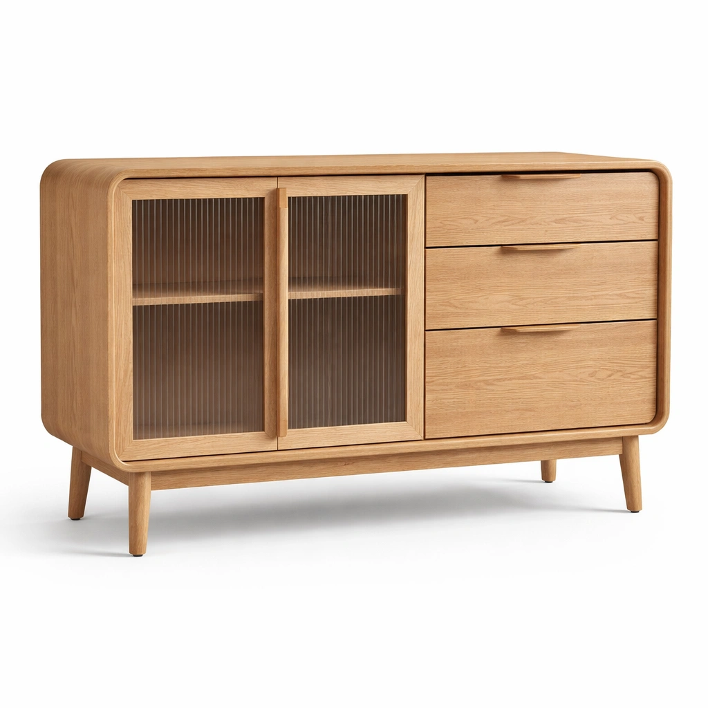 Aparador madera maciza con diseno curvo moderno-livirao