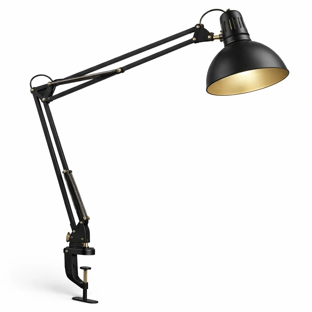Lampara de escritorio negra ajustable estilo industrial-livirao