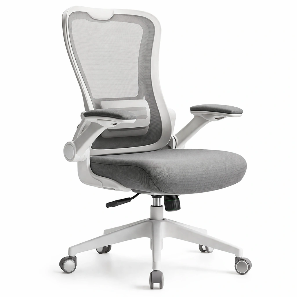 Silla de oficina ergonomica gris con soporte lumbar-livirao