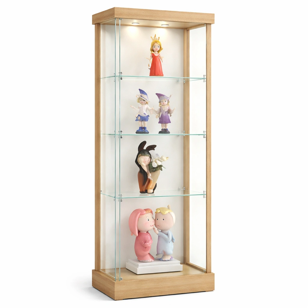 Vitrina de vidrio con estructura madera para exhibicion-livirao