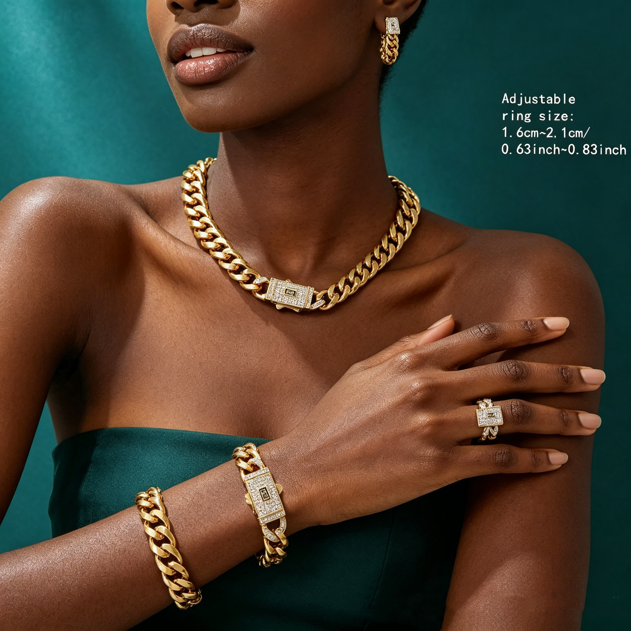 Premium Cuban Link Necklace | 18K Gold Plated Stainless Steel with Sparkling Iced Clasp