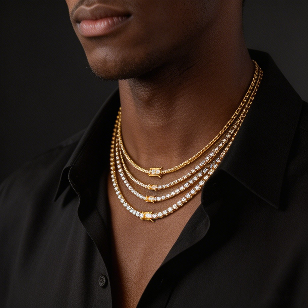 Necklace Hip Hop Tennis Chain Single Row Zircon Necklace Bracelet Tennis Necklace