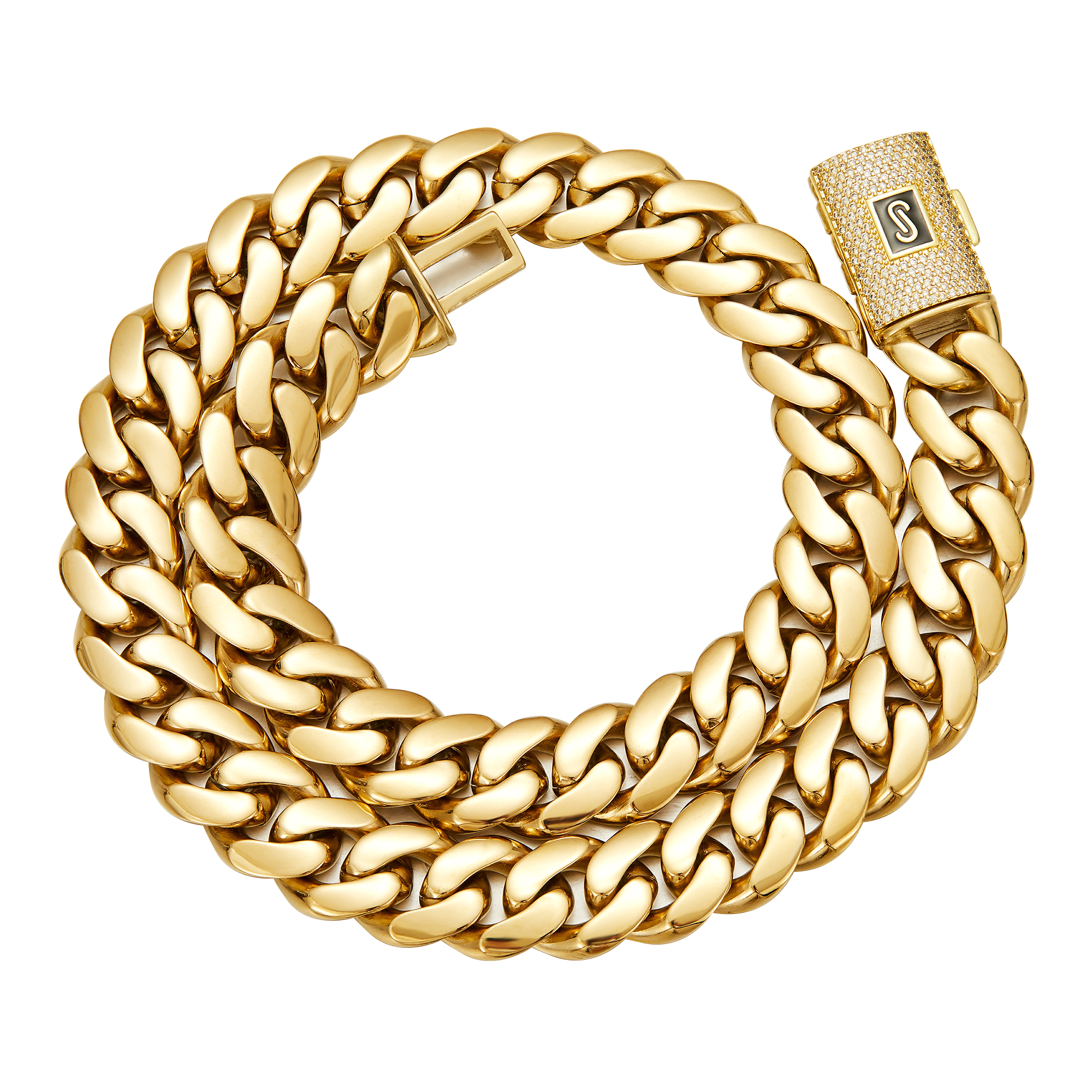18K Gold Cuban Link Chain Necklace for Men – Luxury Hip Hop Chain with Iced Lock Clasp, Waterproof & Tarnish Resistant