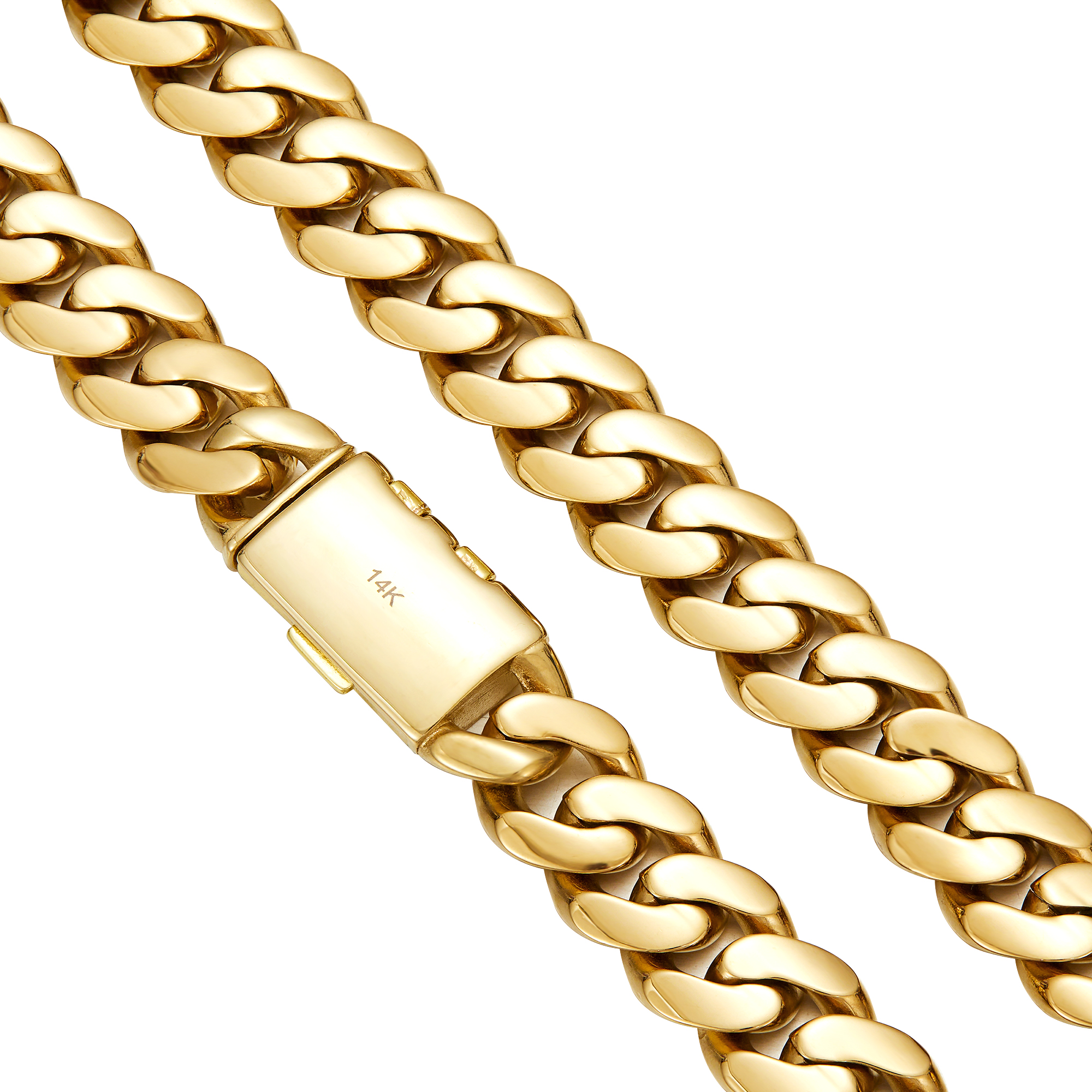 18K Gold Cuban Link Chain Necklace for Men – Luxury Hip Hop Chain with Iced Lock Clasp, Waterproof & Tarnish Resistant