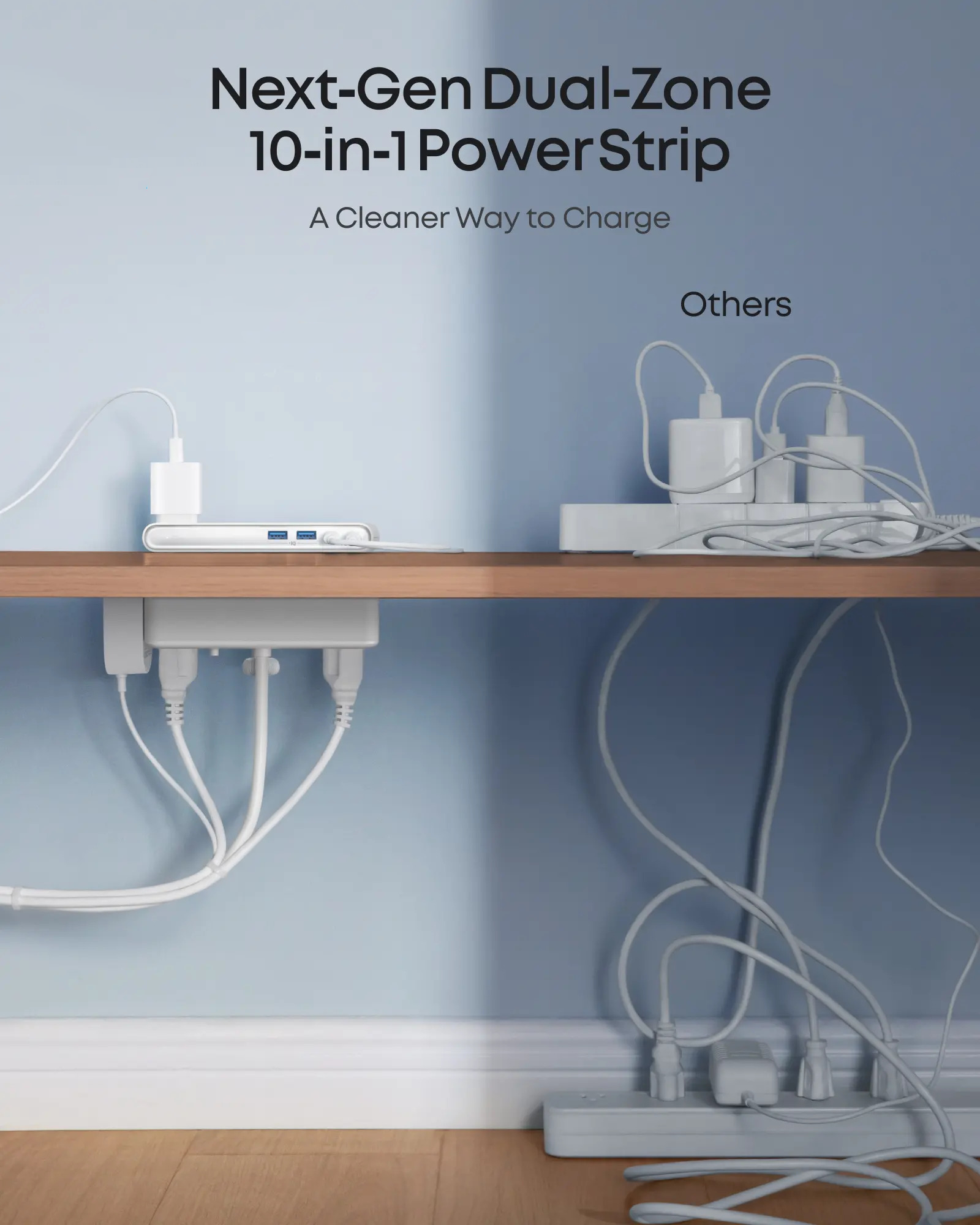 Power Strip, Desk Clamp with 1500J Surge Protection,5 ft Extension Cord, 70W Max Gaming Desk Accessory, 6 AC, 2 USB A, 2 USB C, Home Office Essential, Fitts 0.6 - 1.8" Tabletop Edge tiktokshopspringglowup