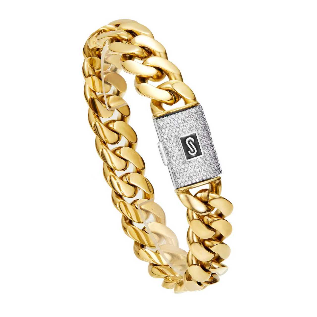 Men's Gold Cuban Link Chain & Bracelet Set – Premium Hip Hop Jewelry for Men