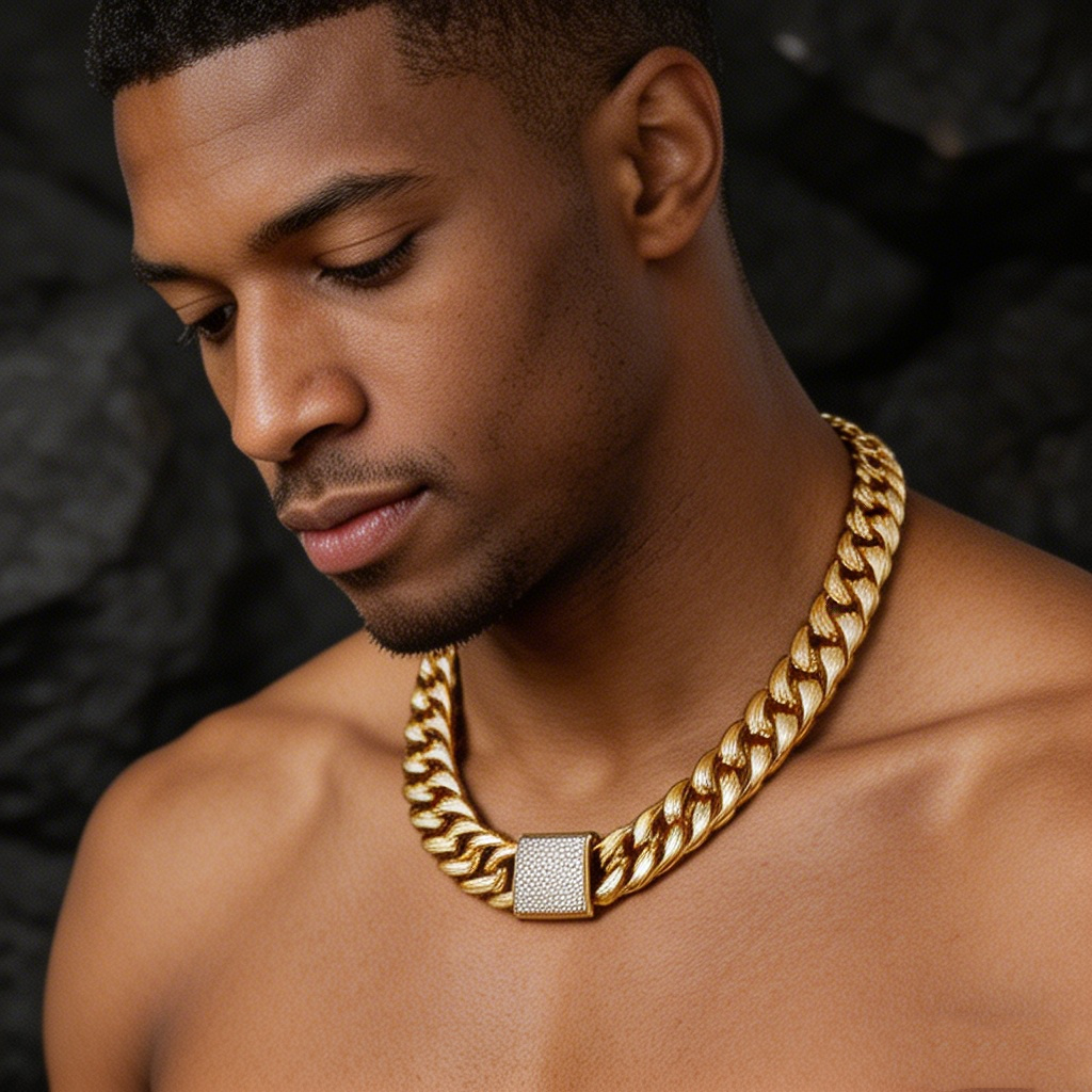Cuban-Style Monaco Chain, 24-Inch Stainless Steel Men's Fashion Necklace for Daily Wear