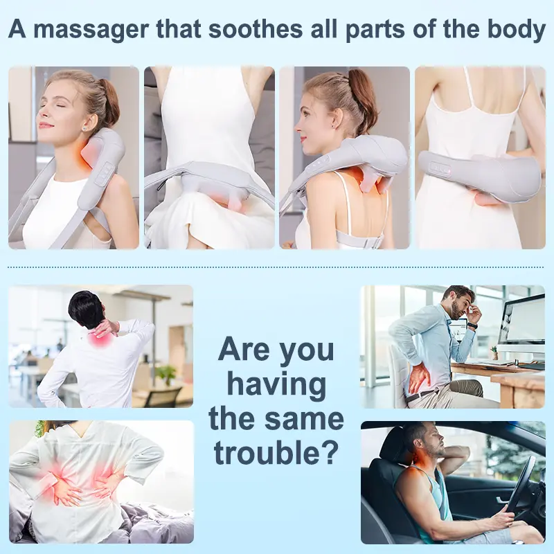 Cordless Neck and Shoulder Massager with Heat – 6D Deep Kneading Electric Massage Pillow for Neck, Back, Legs, and Full Body Relaxation – Perfect for Home, Office and Car. Gifts for Mom, Friends and Wife Birthday Gift
