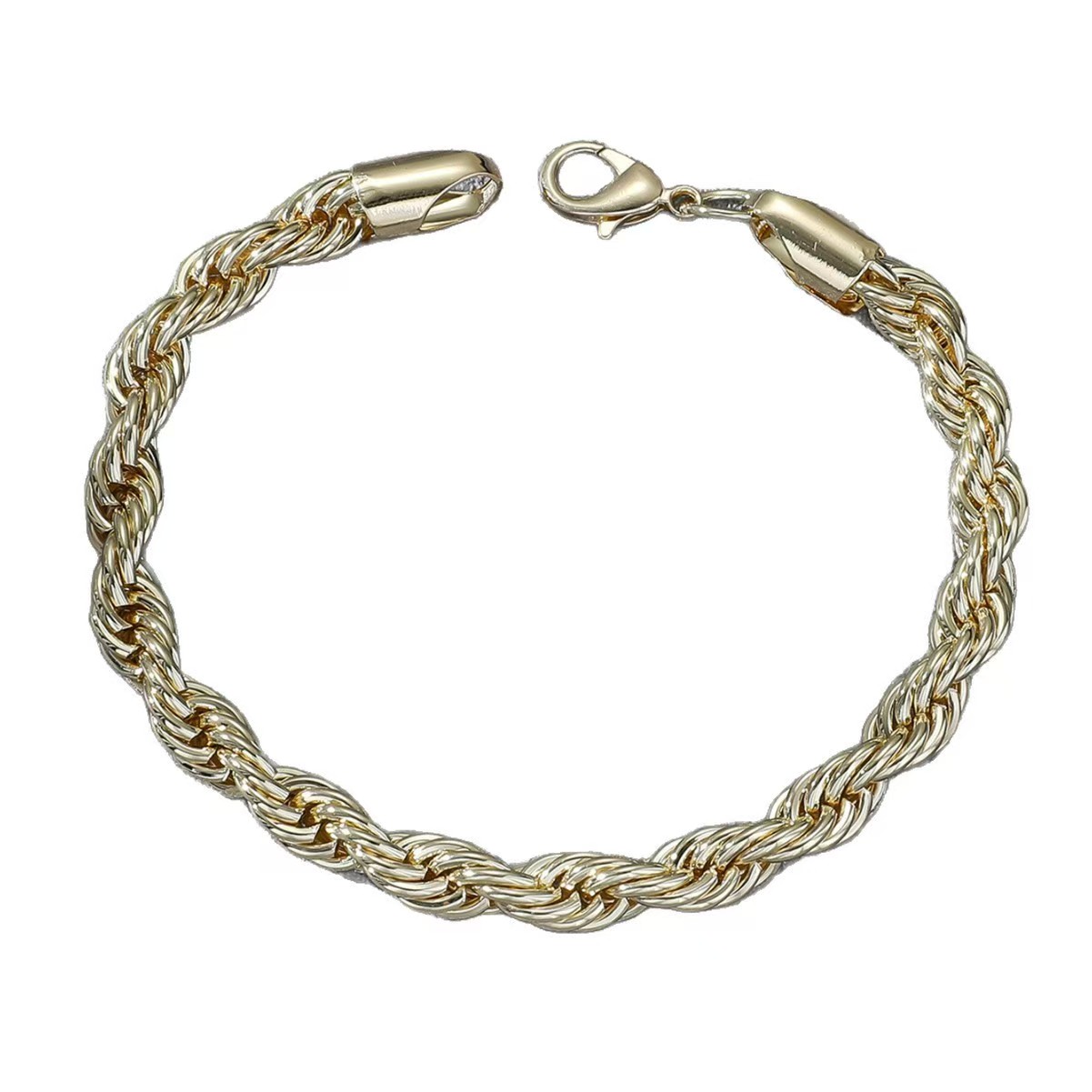 Men’s Twisted Rope Chain Bracelet - 3-7mm Width Options, Gold/Silver Plated Stainless Steel, Waterproof & Hypoallergenic Statement Jewelry