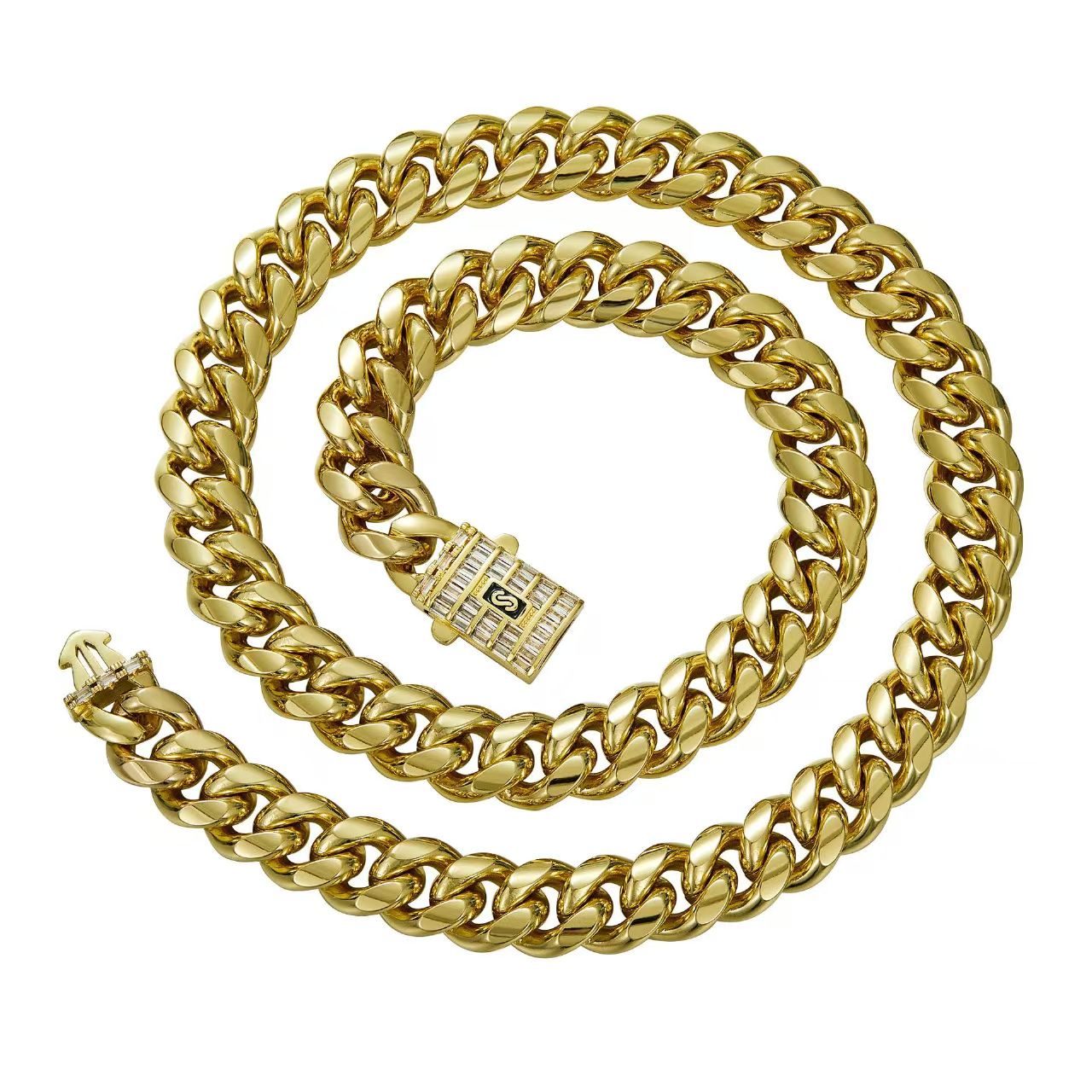 18MM Gold Cuban Link Chain Necklace for Men – Hip Hop Miami Curb Chain with Iced Box Clasp