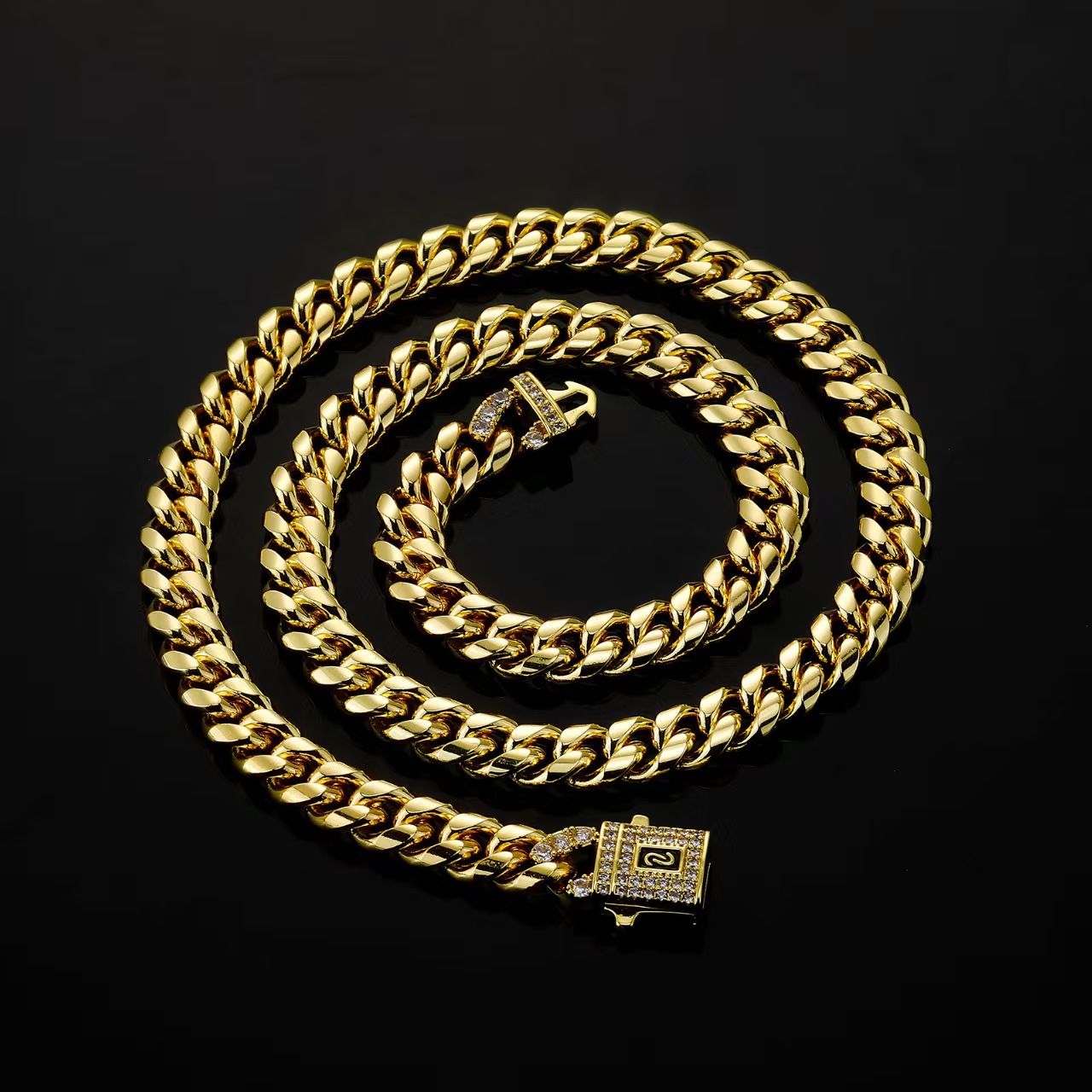 2-Piece Set Rhinestone Cuban Chain Necklace Bracelet Set, Unisex Street Party Jewelry, Bold Design for Men and Women