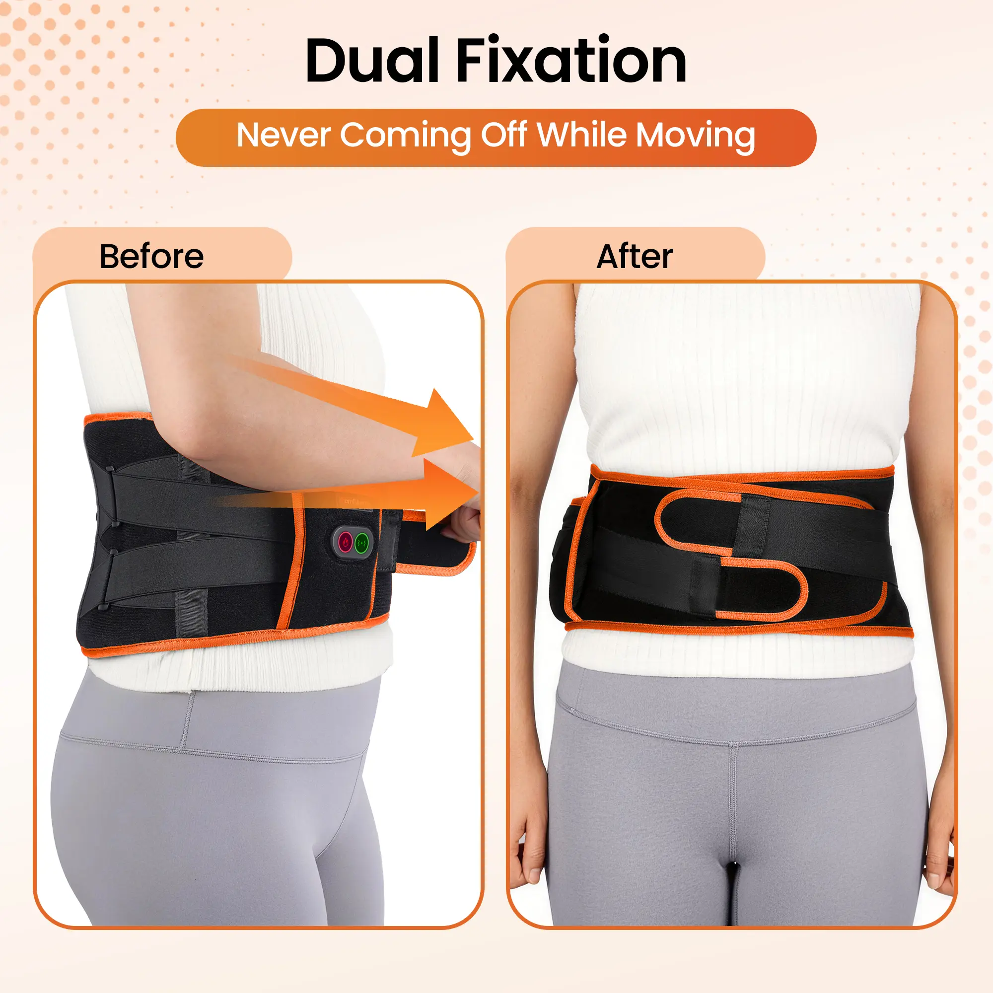 Cordless Back Massager with 3 Heating Levels & 3 Vibration Levels - Up to 58'' Waist Heating Pad for Deep Back Relief - Portable & Adjustable Elastic Strap - 30-Day Guarantee