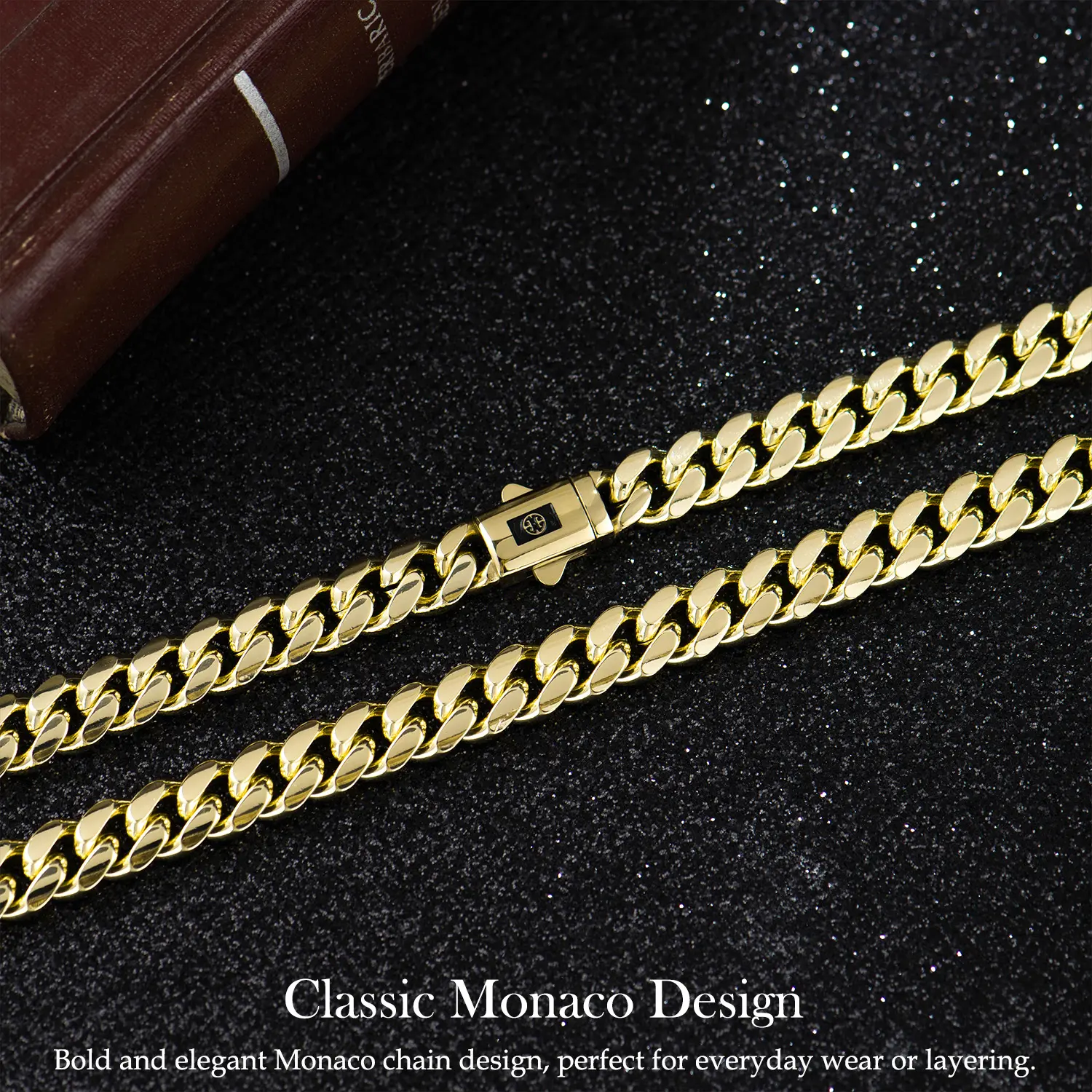 14K Real Gold-Plated Royal Monaco Cuban Necklace, Italian Jewelry for Men & Women, Gift for Fashion Lovers