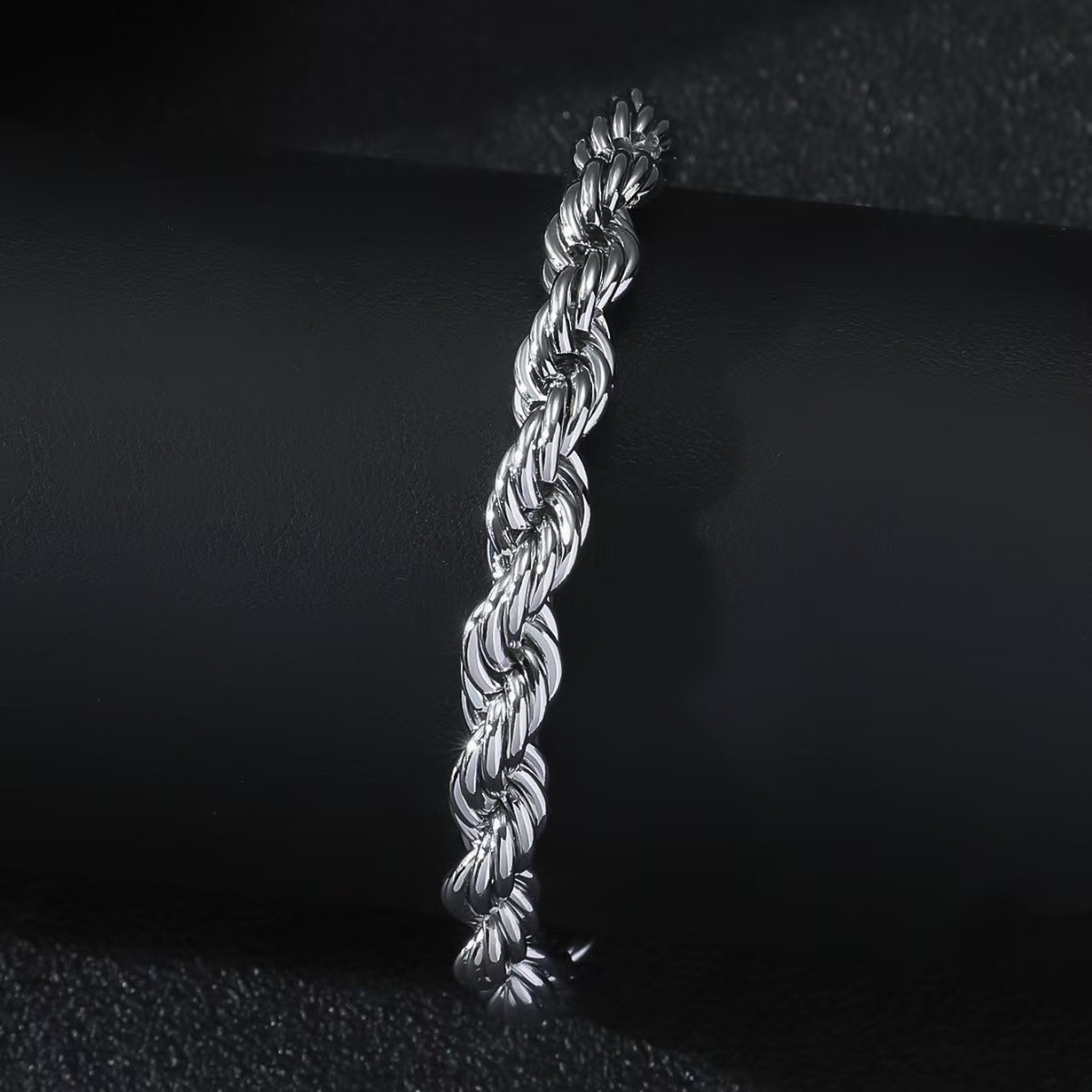 Men’s Twisted Rope Chain Bracelet - 3-7mm Width Options, Gold/Silver Plated Stainless Steel, Waterproof & Hypoallergenic Statement Jewelry