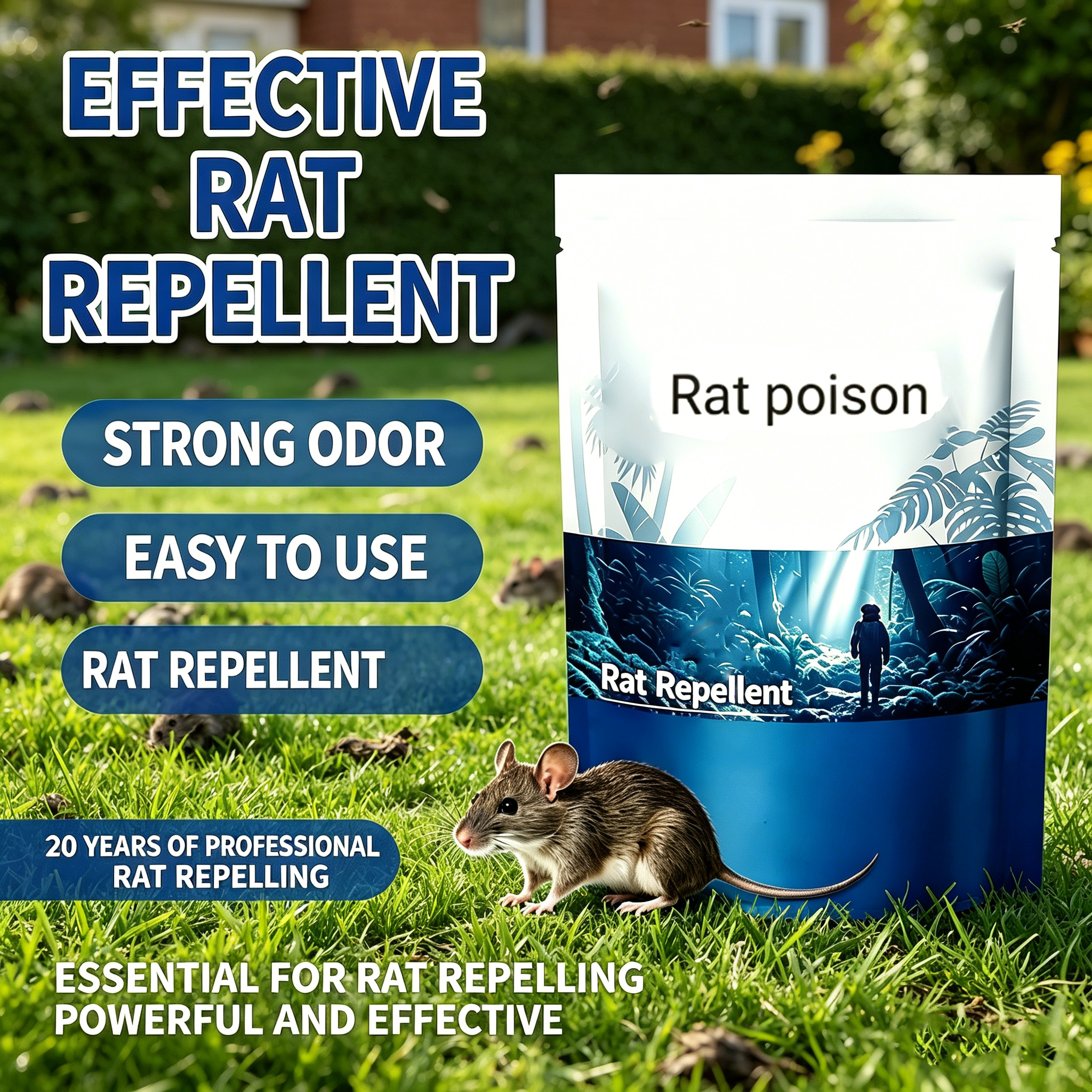 Effective Rat Repellent Pills | Pet & Kid Safe Rodent Repellent for Indoor & Outdoor Use | Long-Lasting Waterproof Mouse Deterrent for Home, Yard, Lawn, Garage