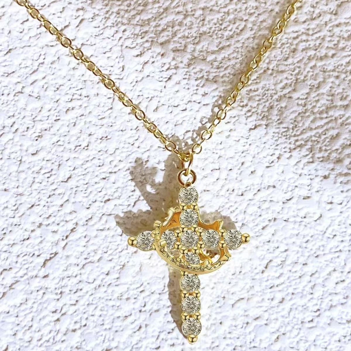 Easter Gifts Upgraded Crown Cross Necklace for Women, Crown Cross Pendant Necklace, Non-Tarnish Faith Jewelry for Women, Christian Religious Gifts for Her