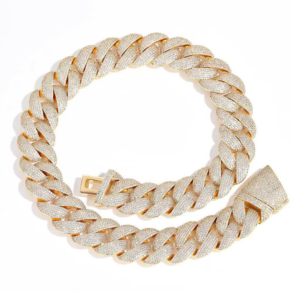 V-Buckle Iced Out Cuban Link Chain Necklace for Men – Hip Hop Miami Cuban Chain
