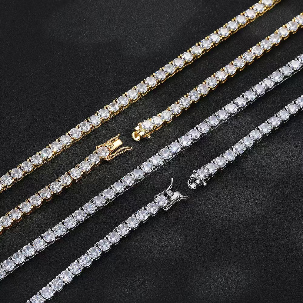 Necklace Hip Hop Tennis Chain Single Row Zircon Necklace Bracelet Tennis Necklace