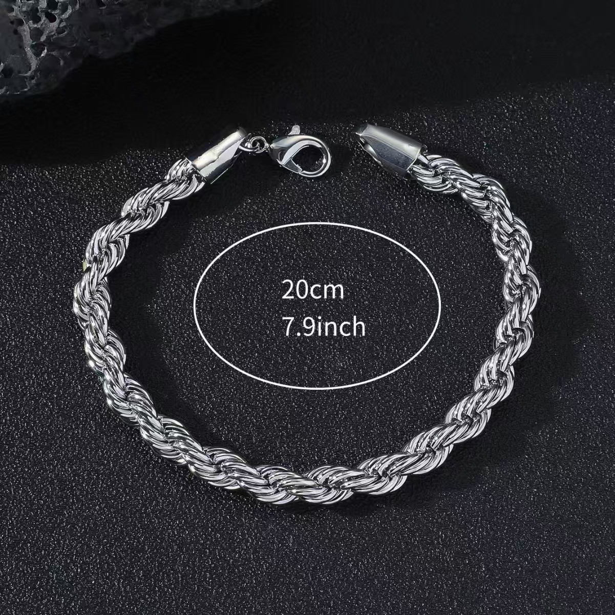 Men’s Twisted Rope Chain Bracelet - 3-7mm Width Options, Gold/Silver Plated Stainless Steel, Waterproof & Hypoallergenic Statement Jewelry