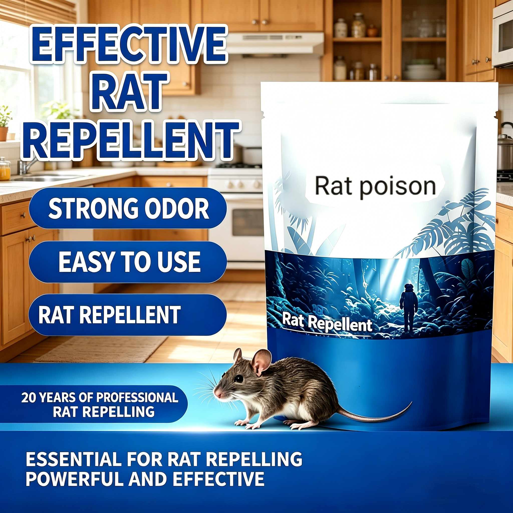 Effective Rat Repellent Pills | Pet & Kid Safe Rodent Repellent for Indoor & Outdoor Use | Long-Lasting Waterproof Mouse Deterrent for Home, Yard, Lawn, Garage