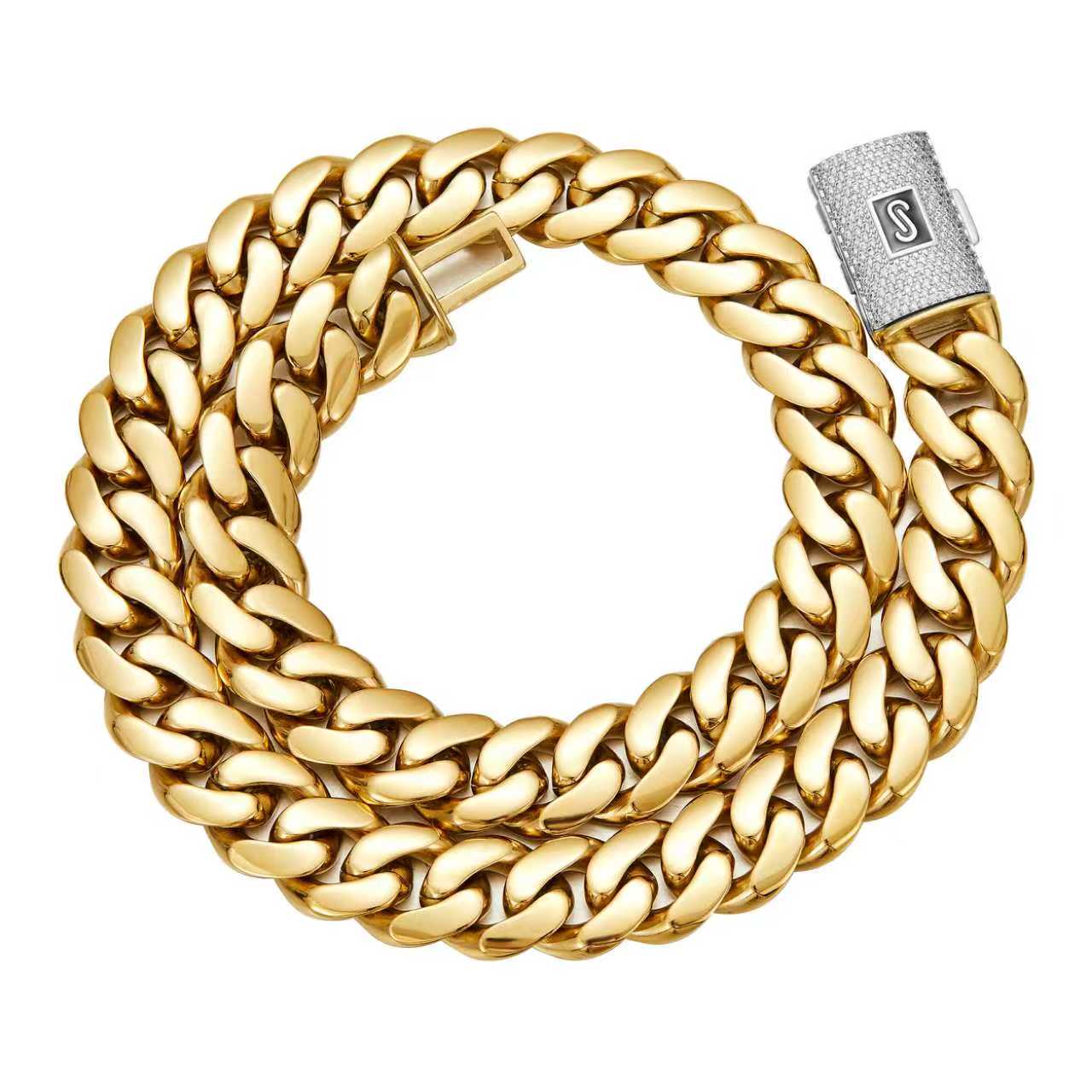 Men's Gold Cuban Link Chain & Bracelet Set – Premium Hip Hop Jewelry for Men