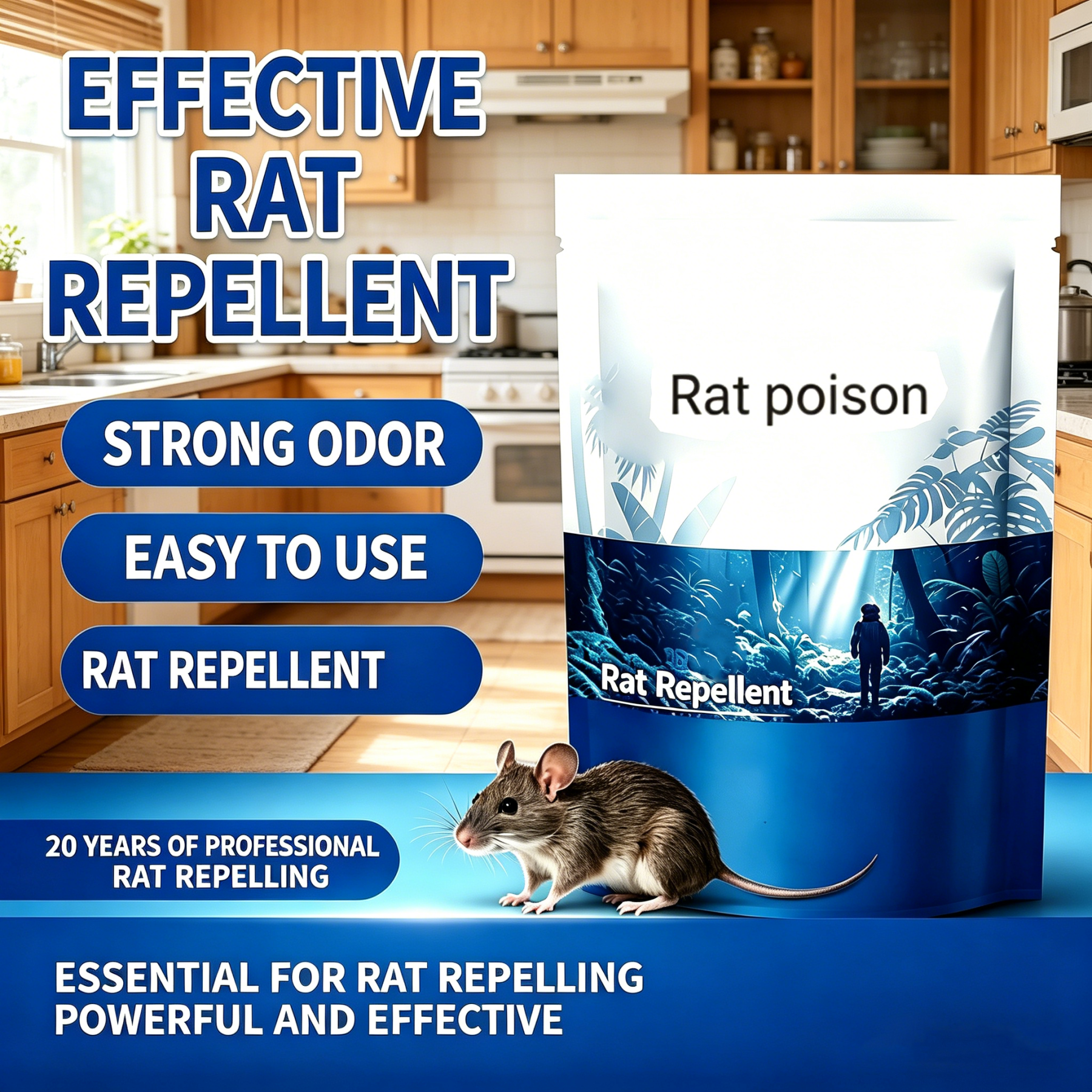 Effective Rat Repellent Pills | Pet & Kid Safe Rodent Repellent for Indoor & Outdoor Use | Long-Lasting Waterproof Mouse Deterrent for Home, Yard, Lawn, Garage