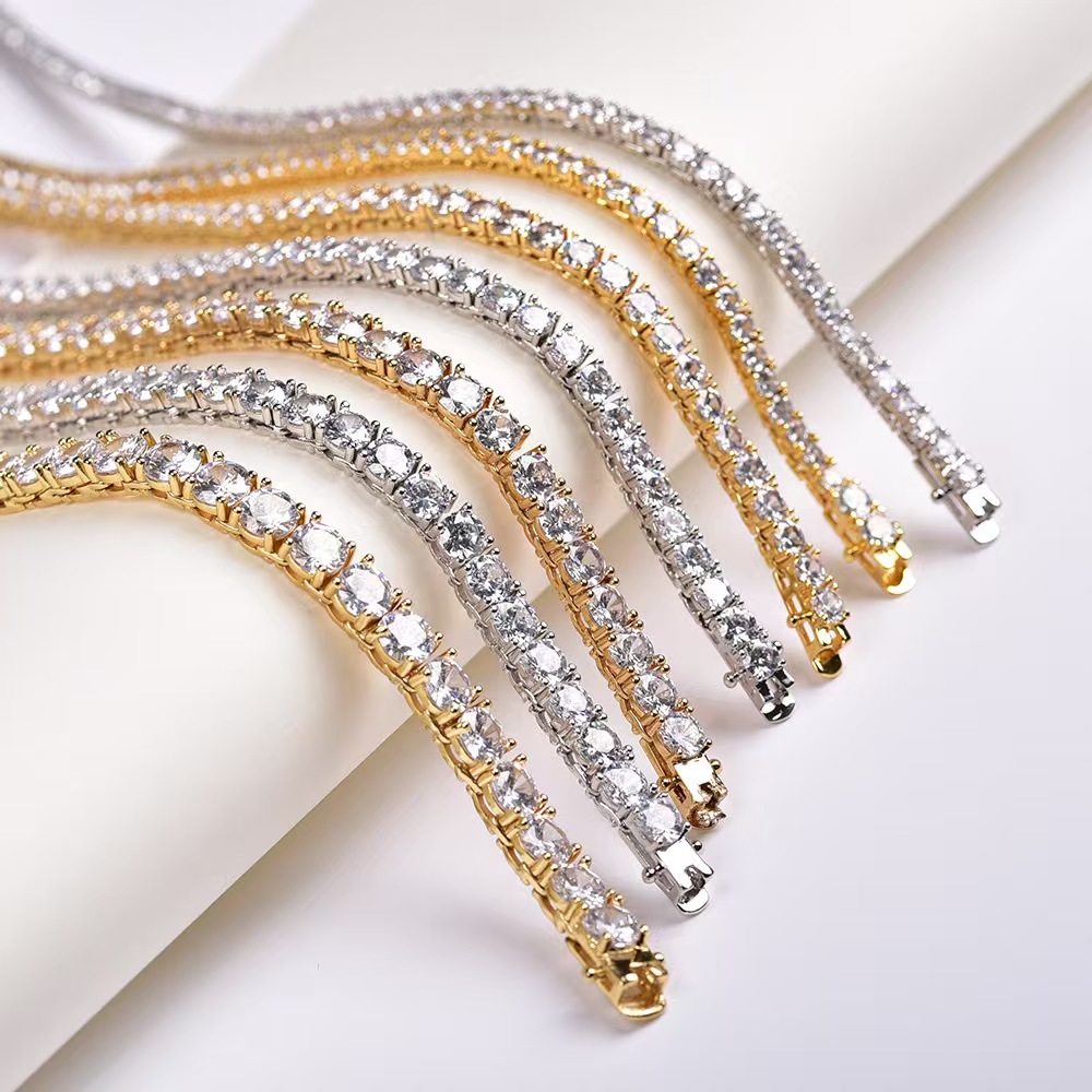 Necklace Hip Hop Tennis Chain Single Row Zircon Necklace Bracelet Tennis Necklace