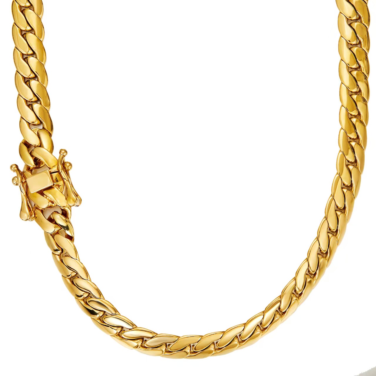 Men’s Gold Cuban Link Chain Necklace – Luxury Miami Curb Chain with Secure Clasp Hip Hop Jewelry