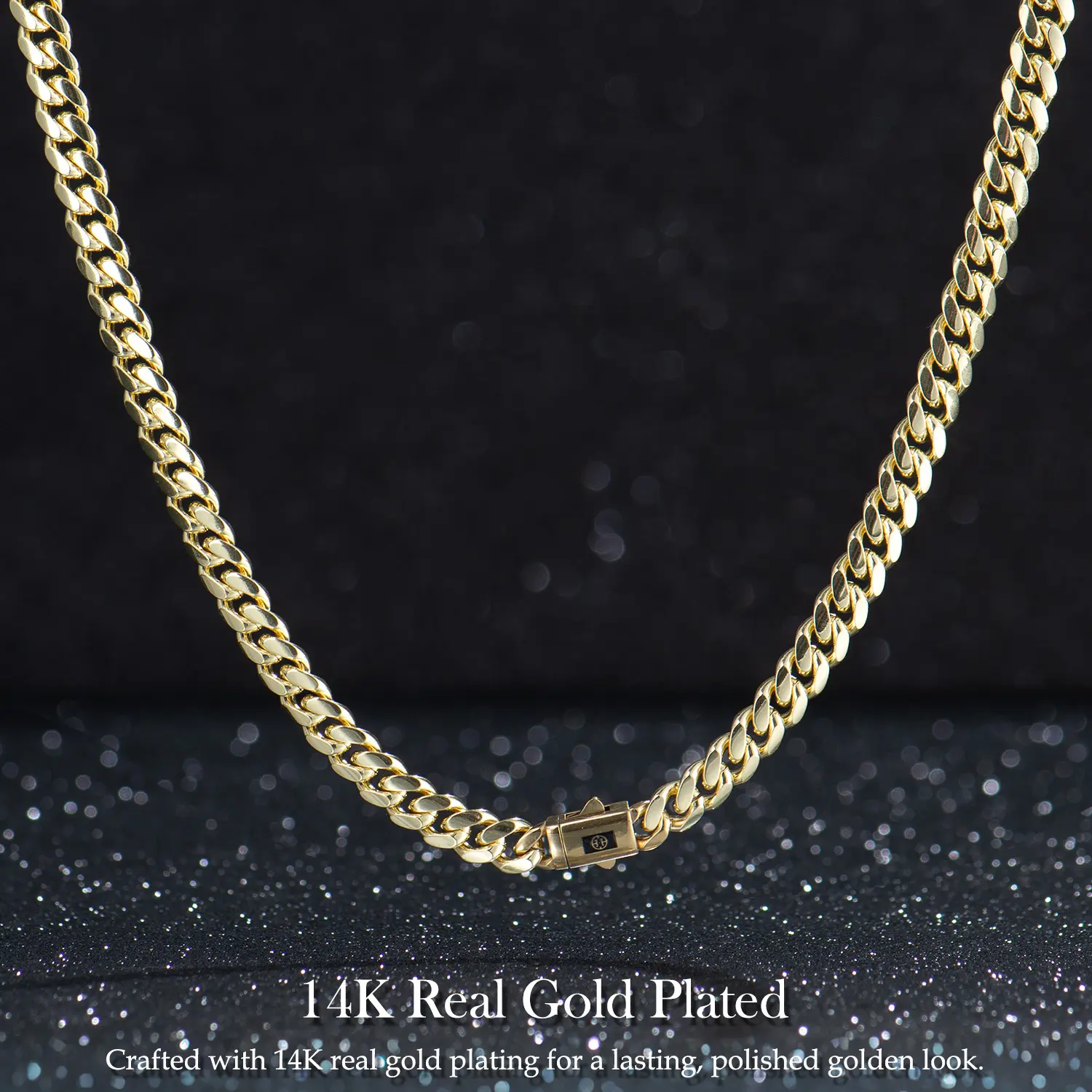 14K Real Gold-Plated Royal Monaco Cuban Necklace, Italian Jewelry for Men & Women, Gift for Fashion Lovers