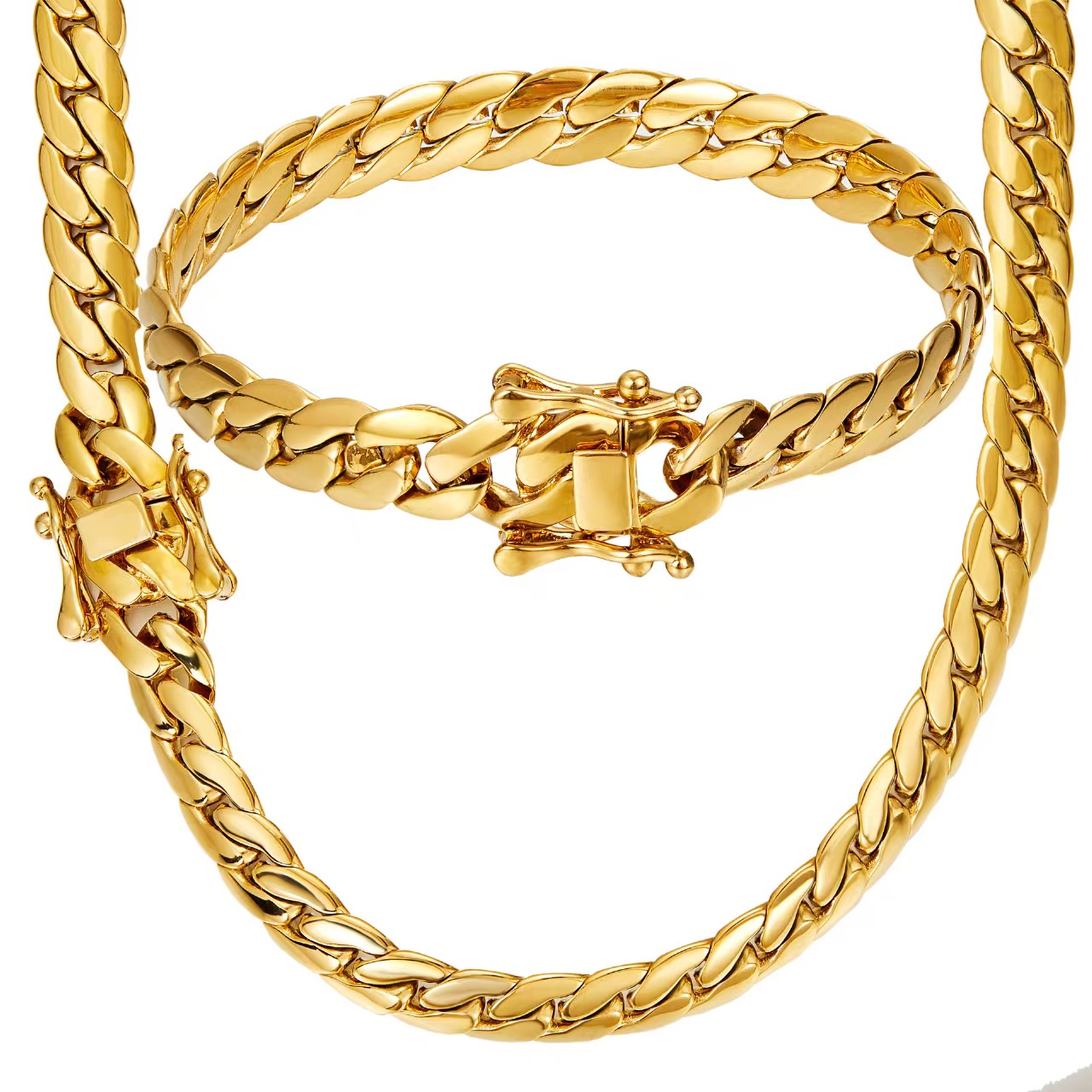 Men’s Gold Cuban Link Chain Necklace – Luxury Miami Curb Chain with Secure Clasp Hip Hop Jewelry