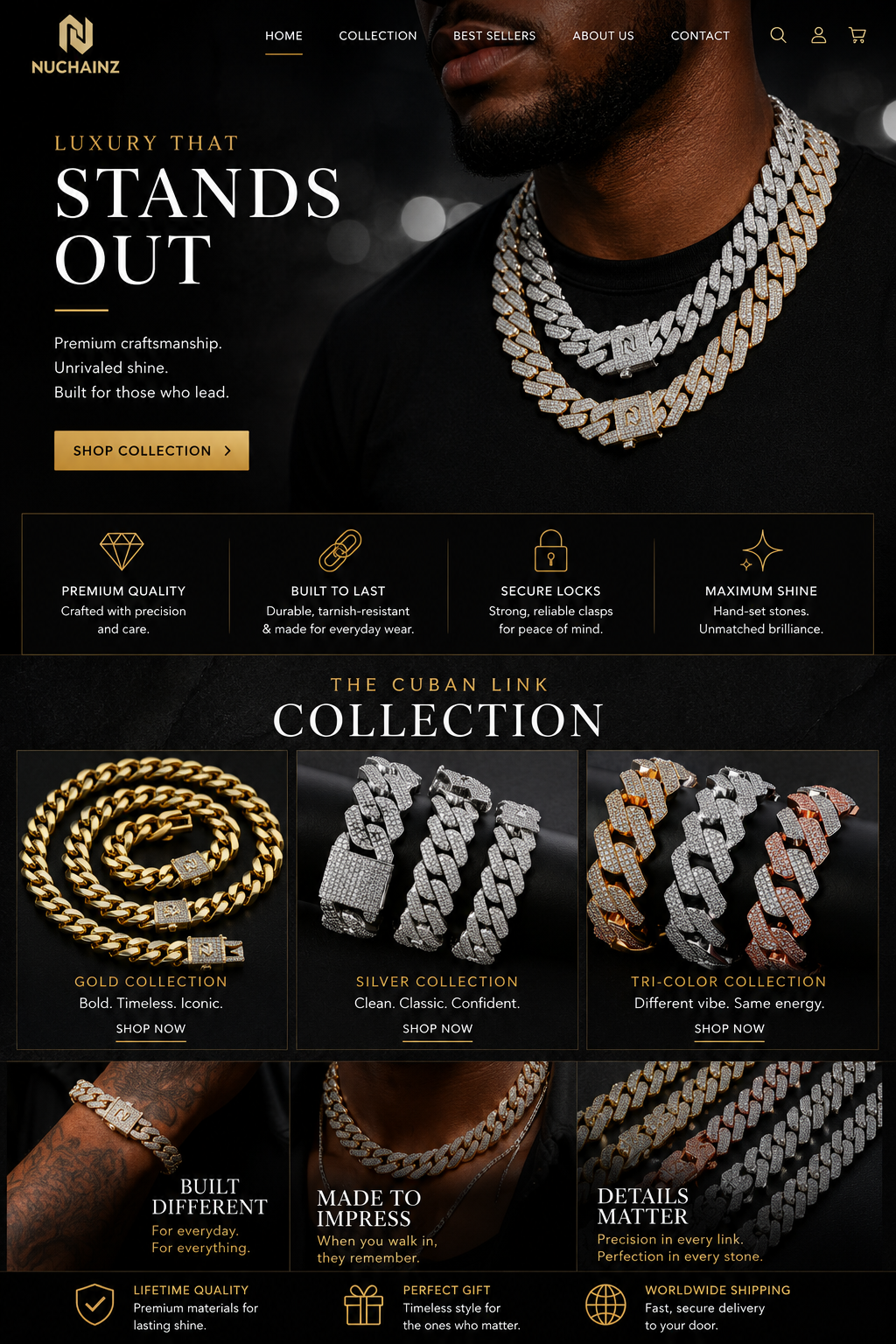 Iced Out Cuban Link Chain – 18K Gold Plated Hip Hop Necklace for Men