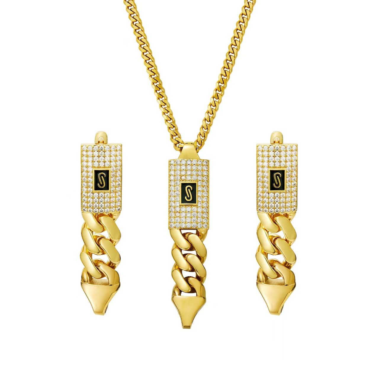 Iced Out Cuban Link Pendant Necklace for Men – Gold Plated Hip Hop Chain