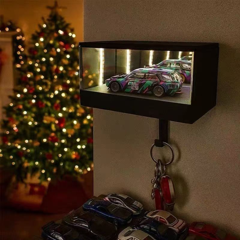 Infinity Garage Keychain Hanger, Race Car Key Holder Wall Mount with LED, Infinite Glowing Illusion Tunnel, Keypit Garage Key Holder, Glowing Garages Keys Hook Rack Home Decor for Car Lover Gift