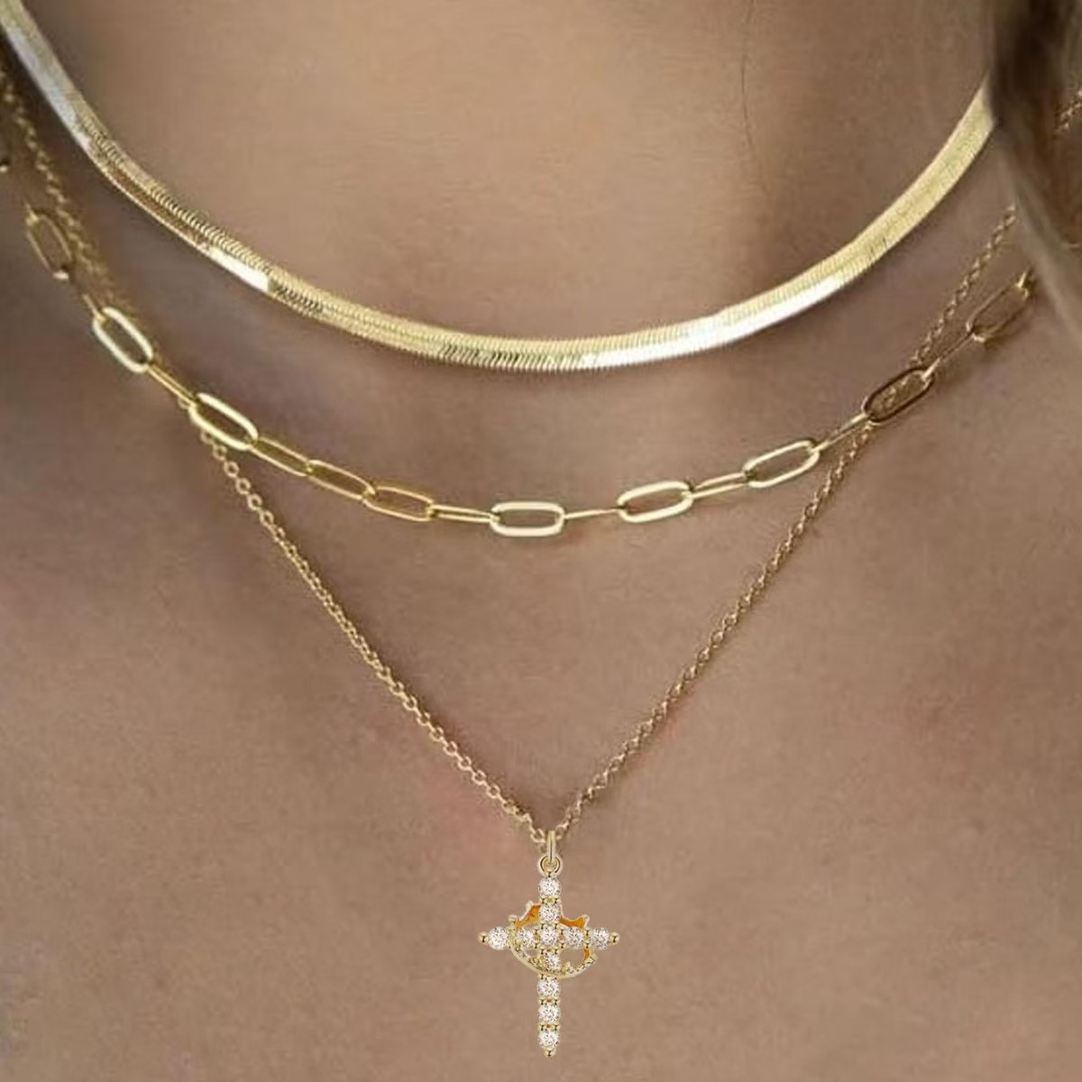 Easter Gifts Upgraded Crown Cross Necklace for Women, Crown Cross Pendant Necklace, Non-Tarnish Faith Jewelry for Women, Christian Religious Gifts for Her