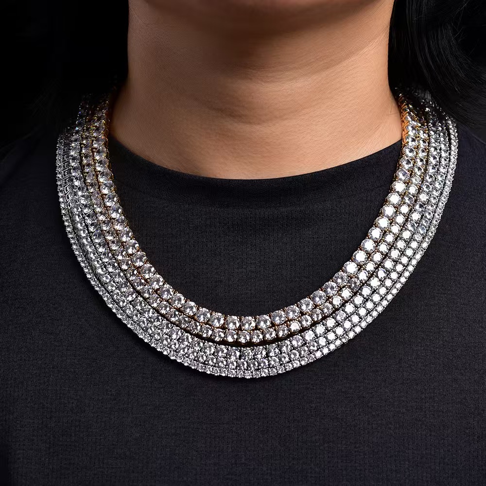 Necklace Hip Hop Tennis Chain Single Row Zircon Necklace Bracelet Tennis Necklace