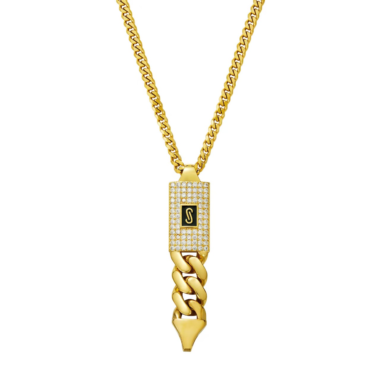 Iced Out Cuban Link Pendant Necklace for Men – Gold Plated Hip Hop Chain